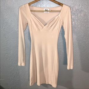 PRINCESS POLLY Light Peach LS Ribbed Bodycon Dress Sz 2